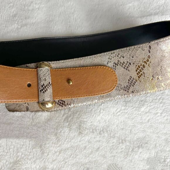 RAINA BELT vixen asymmetrical snake embossed leather belt $175